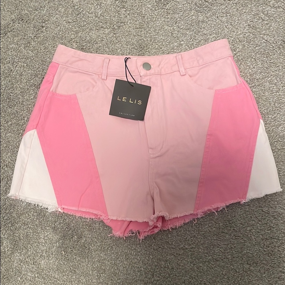 Le Lis Pink Jean Shorts Distressed Cutoff Style NWT small